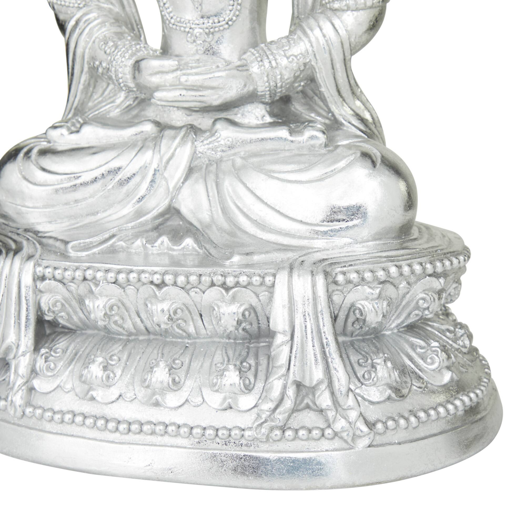 Silver Resin Bohemian Buddha Sculpture, Set of 21" x 14" x 10"